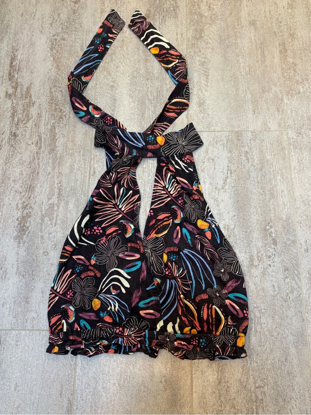 Free People Black Floral Halter Crop Top
